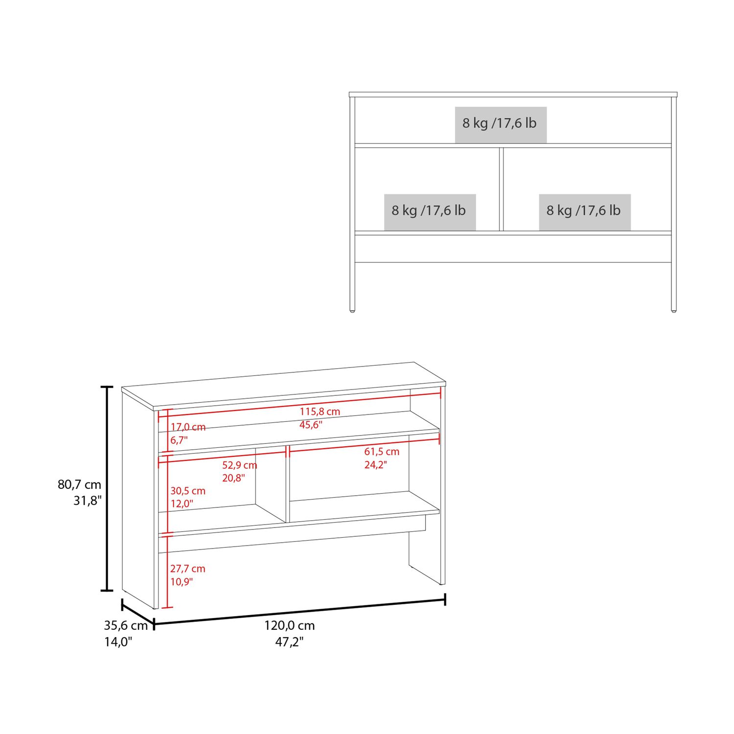 Arrimo 2 Puertas 80x120x35 Cm Fm-002c - Cafe Claro / Negro image number 6.0