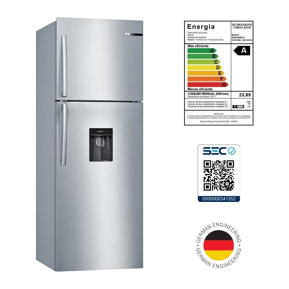 Refrigerador Top Freezer Bosch KDD30NL202 / No Frost / 327 Litros / A image number 8.0