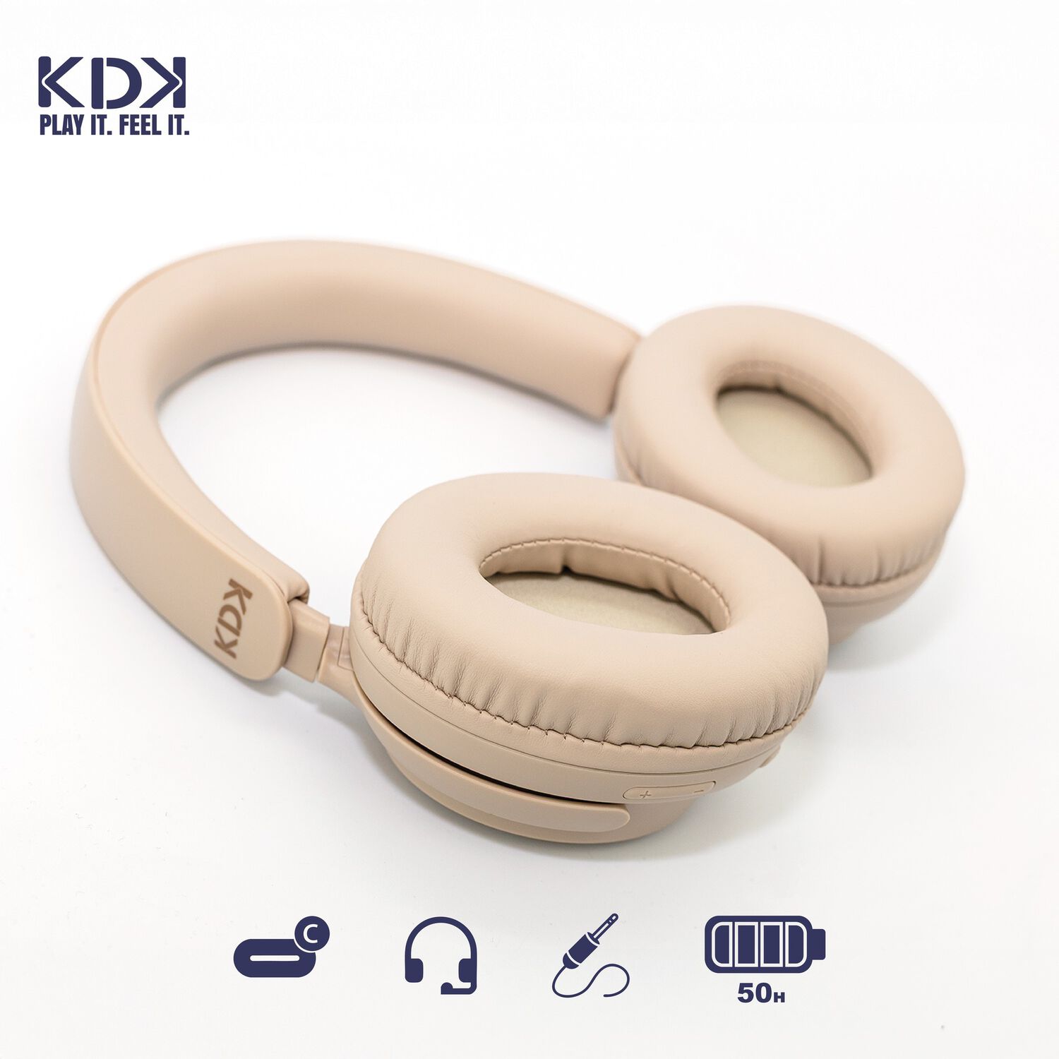 Audifonos Inal&aacute;mbrico Bluetooth Kdk Air Beige 50hrs image number 2.0