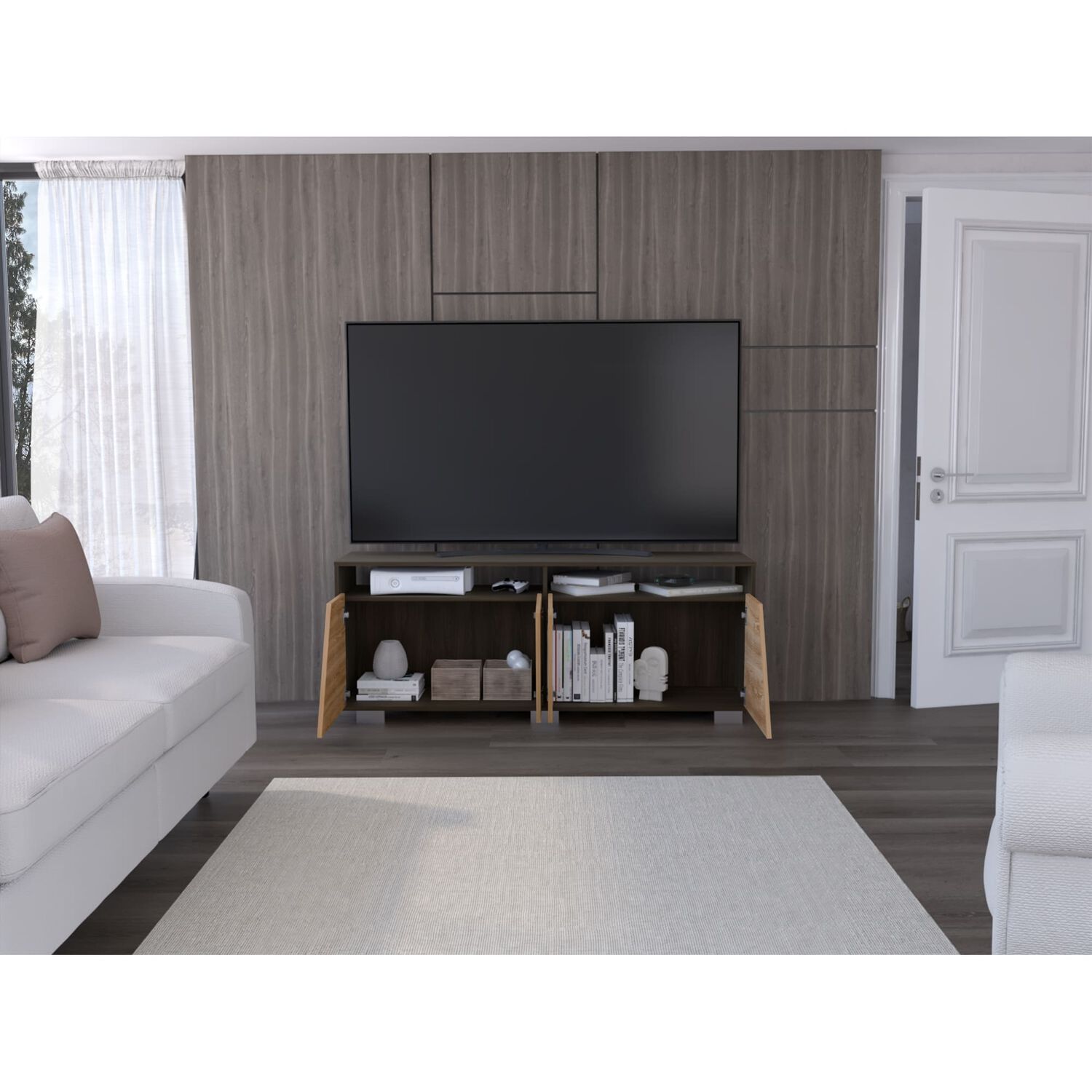 Rack Tv 70" 4 Puertas Fm-010c Cafe Claro Y Caf&eacute; Oscuro image number 7.0