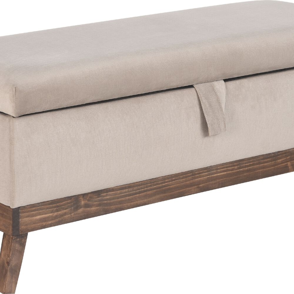 Banqueta Con Baúl Incy Beige Felpa 120x40x50 Cm Máxima Design image number 1.0