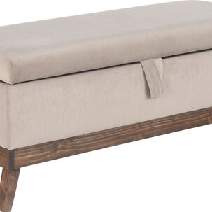 Banqueta Con Baúl Incy Beige Felpa 120x40x50 Cm Máxima Design