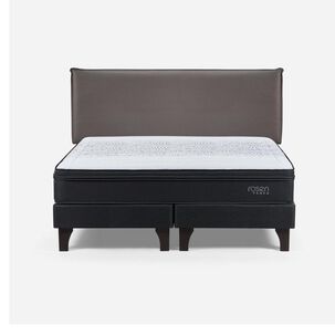 Cama Europea Rosen Tempo / King / Base Dividida  + Respaldo Maurice Chocolate