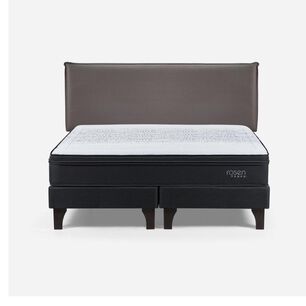 Cama Europea Rosen Tempo / King / Base Dividida  + Respaldo Maurice Chocolate