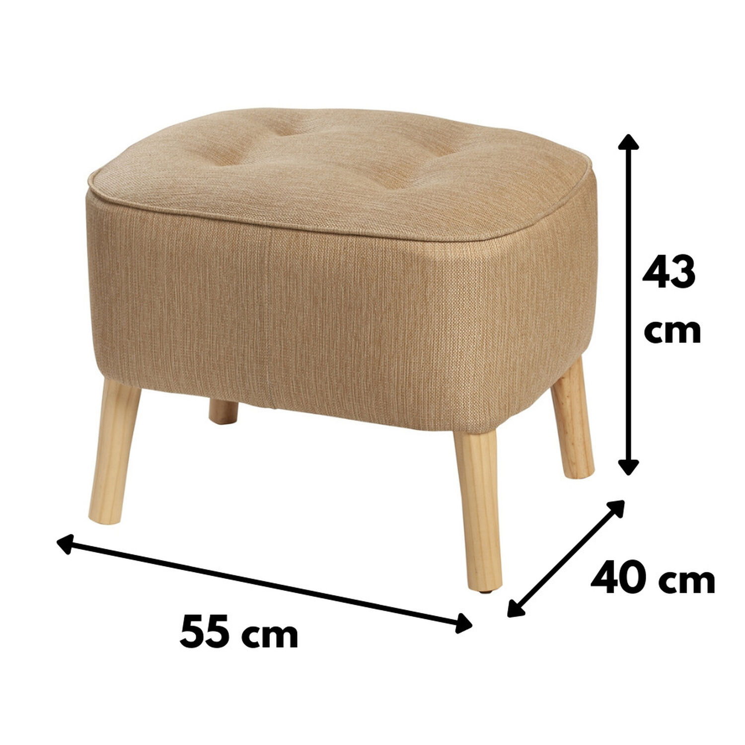 Pouf M&aacute;xima Beige Omega 55x45x45 Cm image number 2.0