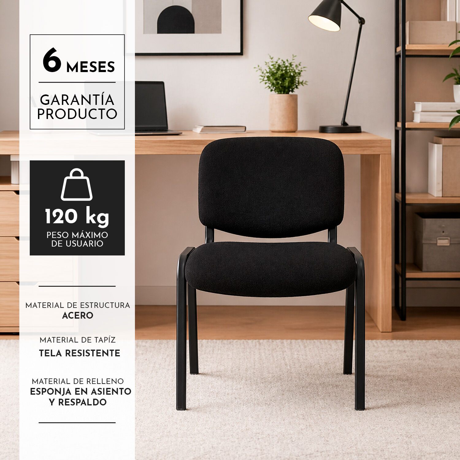 Silla De Visita Iso Confident Negra image number 2.0