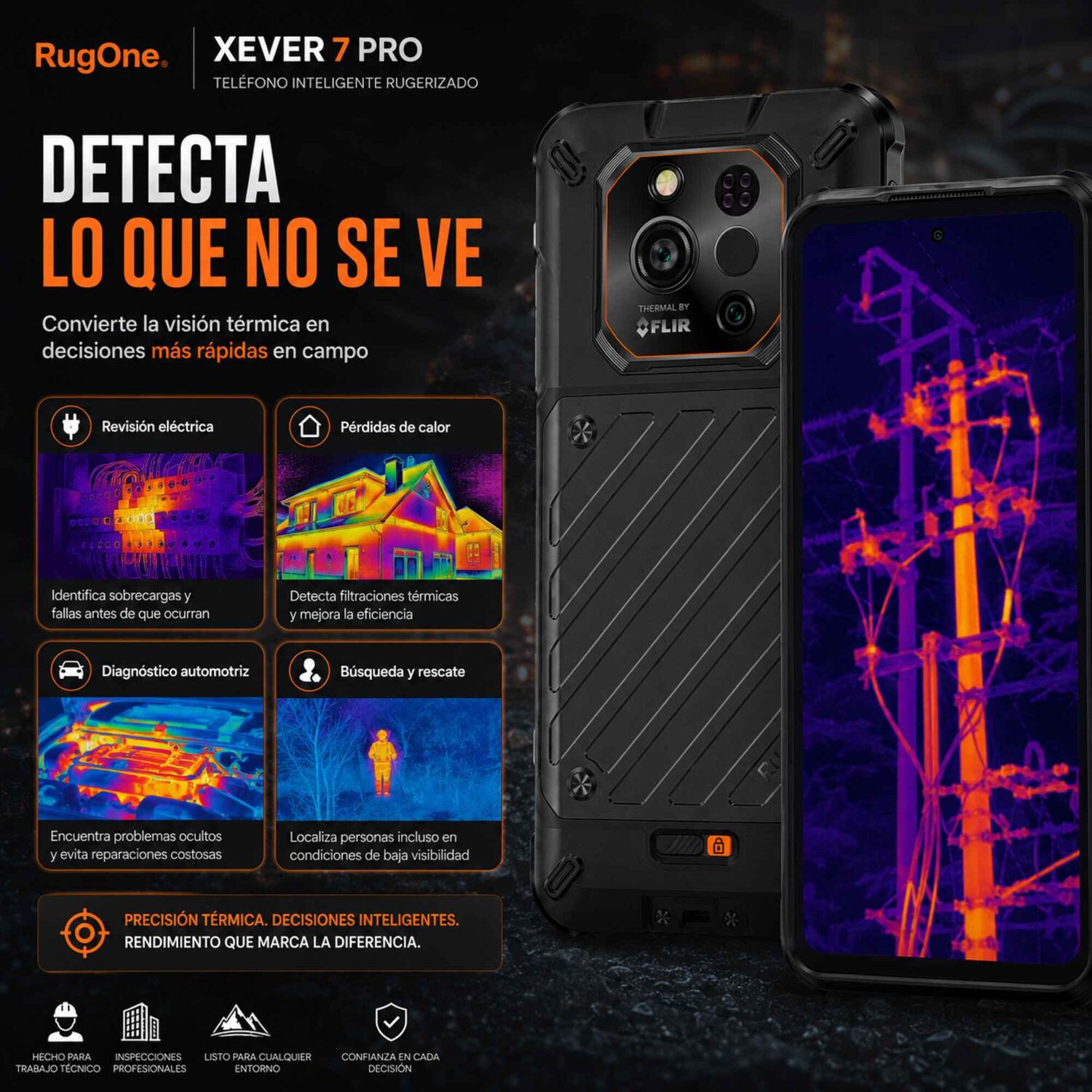 Celular Rugged Rugone Xever 7 Pro 5g T&eacute;rmica Flir 512gb 16gb image number 4.0