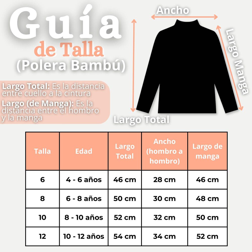 Polera Camiseta Bamb&uacute; Salm&oacute;n Cuello Beatle Primera Capa Manga Larga Ni&ntilde;a image number 2.0