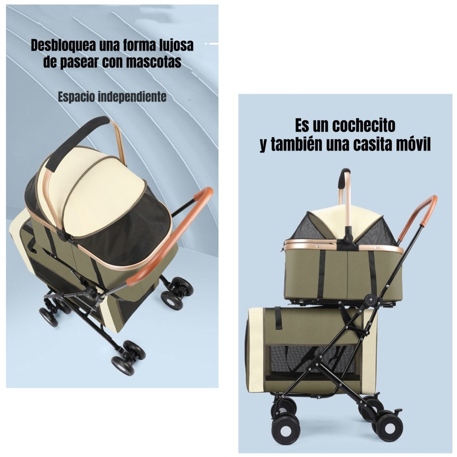 Cochecito Doble Para Mascotas Acura Negro By Lubabycas image number 6.0