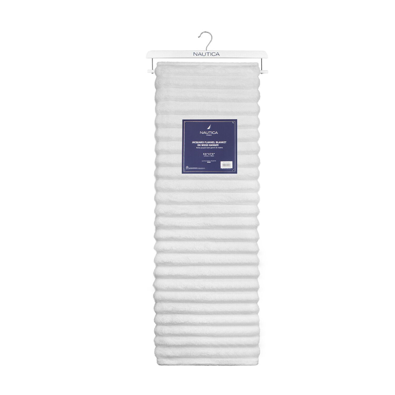 Pack 2 Mantas De Cama Nautica Home Jacquard Franela Ultrasuave 127x178cm Blanca image number 5.0
