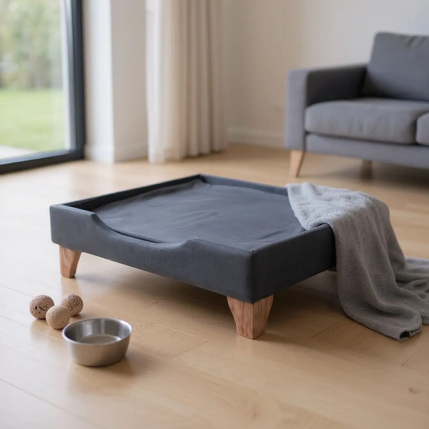 Cama De Mascotas - Talla S (55x40 Cm) / Patas De Madera 11 Cm (negro) image number 1.0