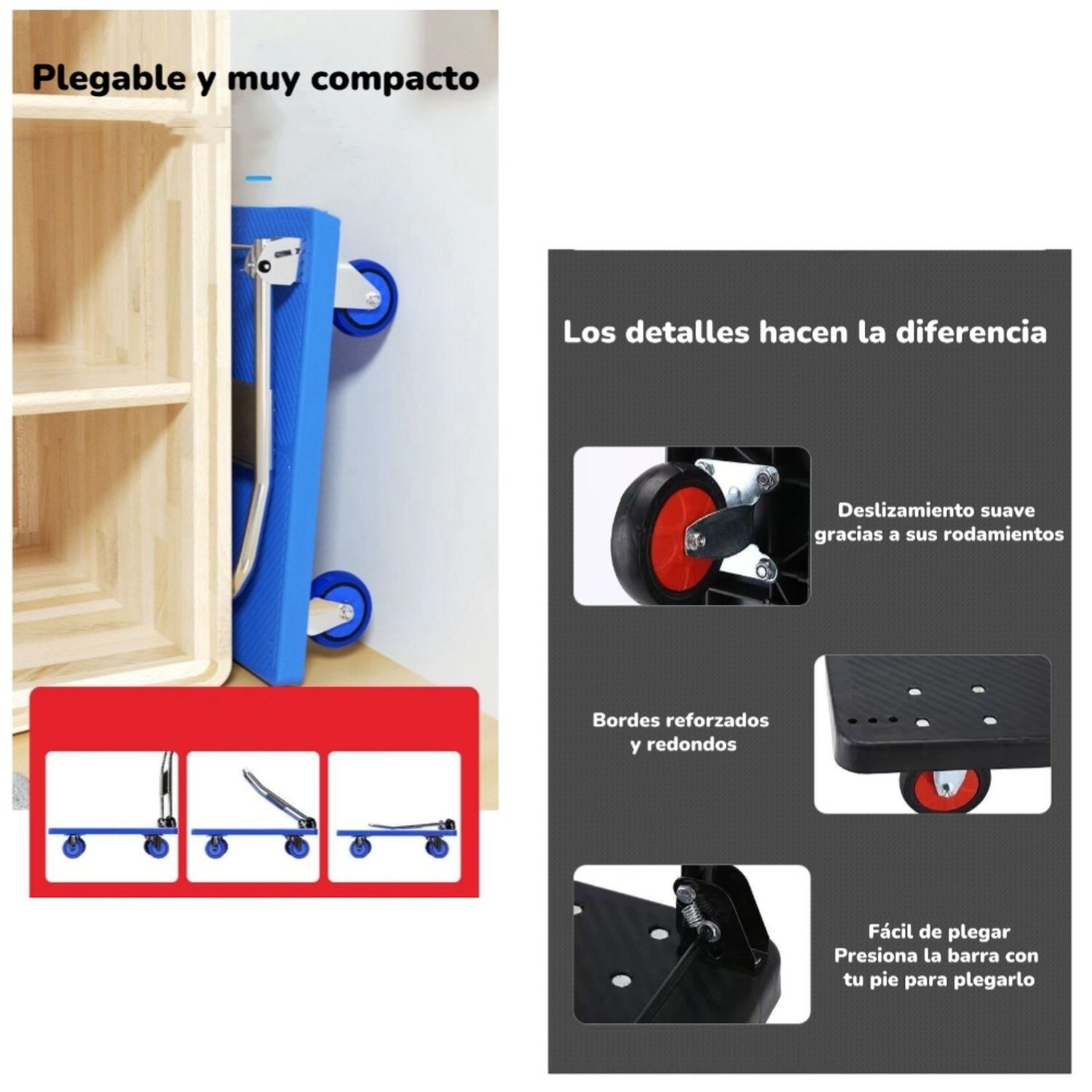 Carro De Carga Plegable Plataforma 500kg 90x60cm Lubabycas image number 11.0