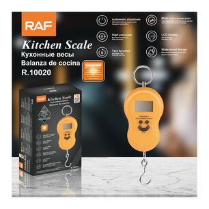 Pesa Digital De Mano Con Gancho Colgante Precisi&oacute;n 50kg Raf Naranja