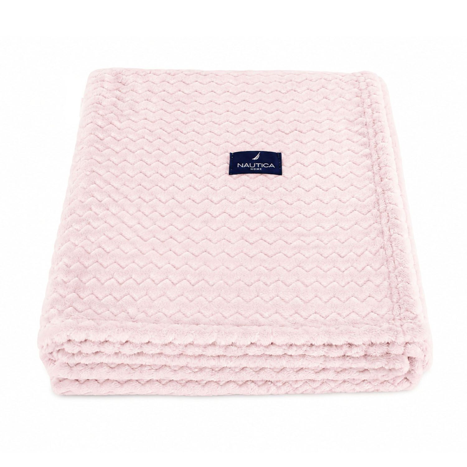 Pack 2 Mantas De Cama Nautica Home Jacquard Franela Suave 127x178cm Rosado image number 2.0