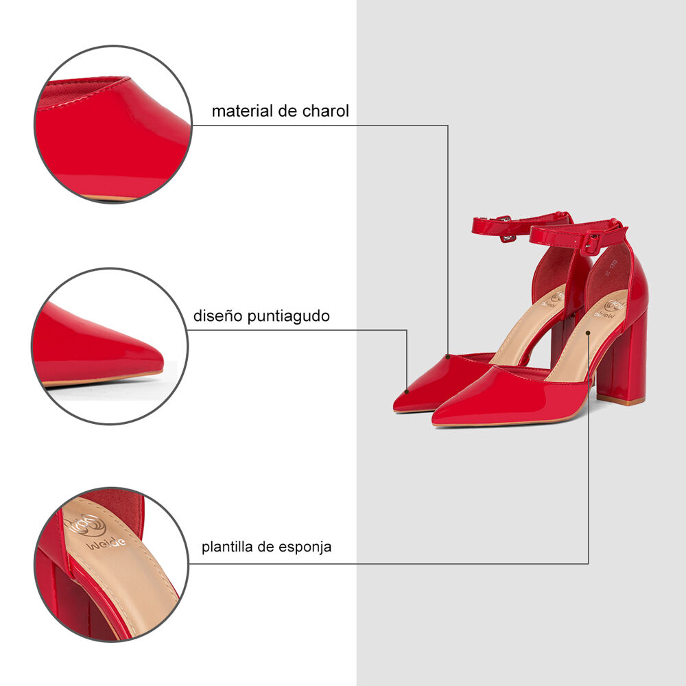 Zapato Taco Alto Rojo Fiesta Mujer Weide Gh62 image number 6.0