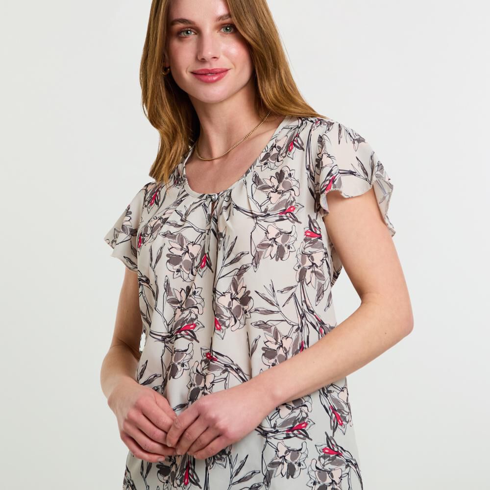 Blusa Manga Corta Cuello Redondo Mujer Lesage image number 4.0