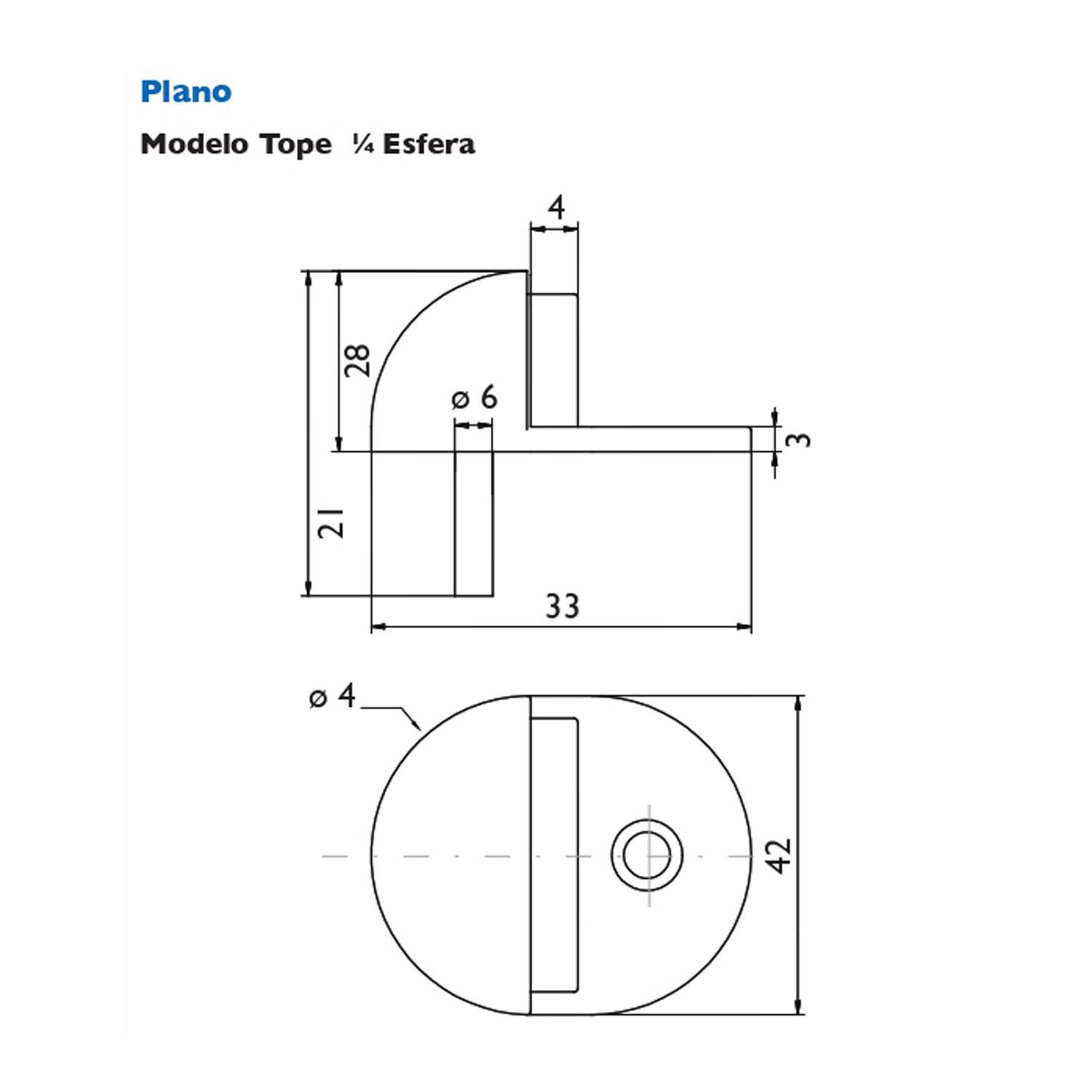 Tope Puerta Odis 1/4 Esfera - Plata image number 2.0
