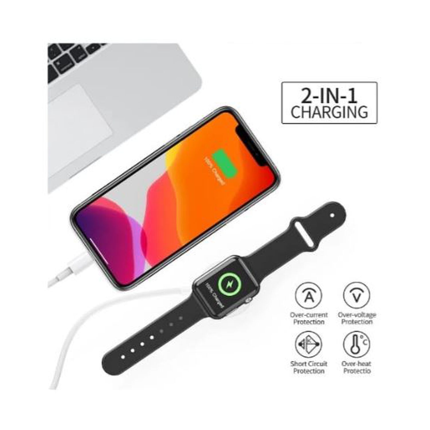 Cargador De Celular Inalambrico 3 En 1 Usb Magnetico Y Compatible Iphone Y Smarwatch Carga 2a 20w Smartphone Android Para Iphone Pared Casa Redondo image number 6.0