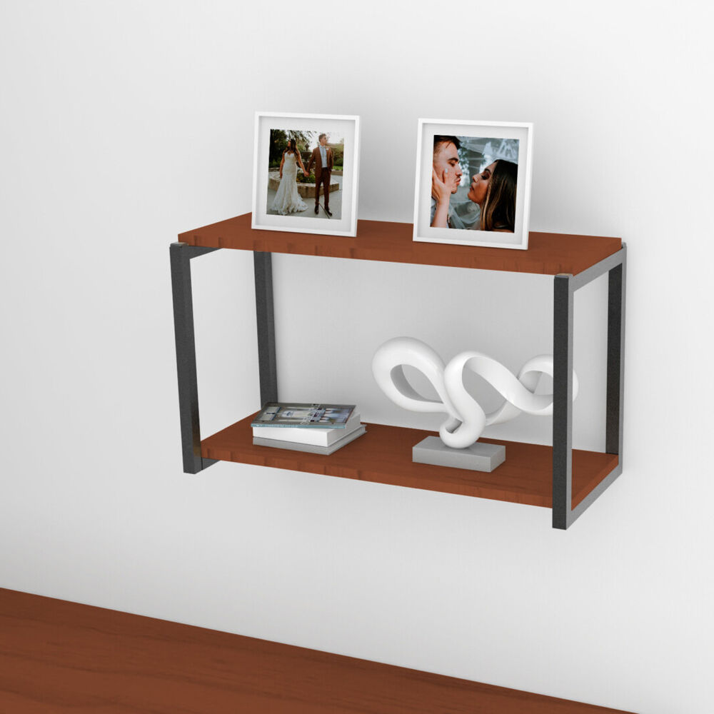 Repisa Dise&ntilde;o Insdustrial 2 Tablas 60x20 Cm Cafe image number 0.0