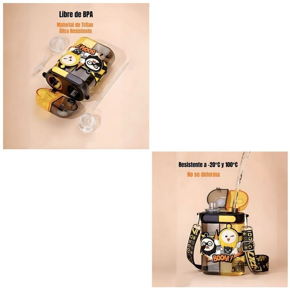 Botella De Agua Doble Ni&ntilde;os 640ml Amarilla Lubabycas image number 7.0