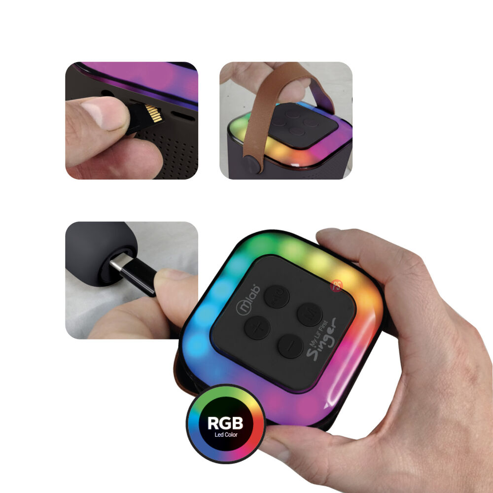 Parlante Karaoke Rgb Con Micr&oacute;fono Inal&aacute;mbrico Negro - Ps image number 2.0