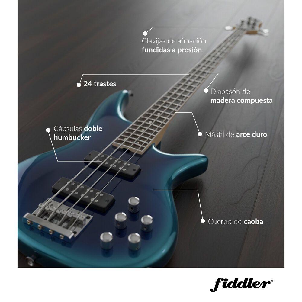 Bajo El&eacute;ctrico Azul Fiddler + Amplificador 20 W image number 2.0