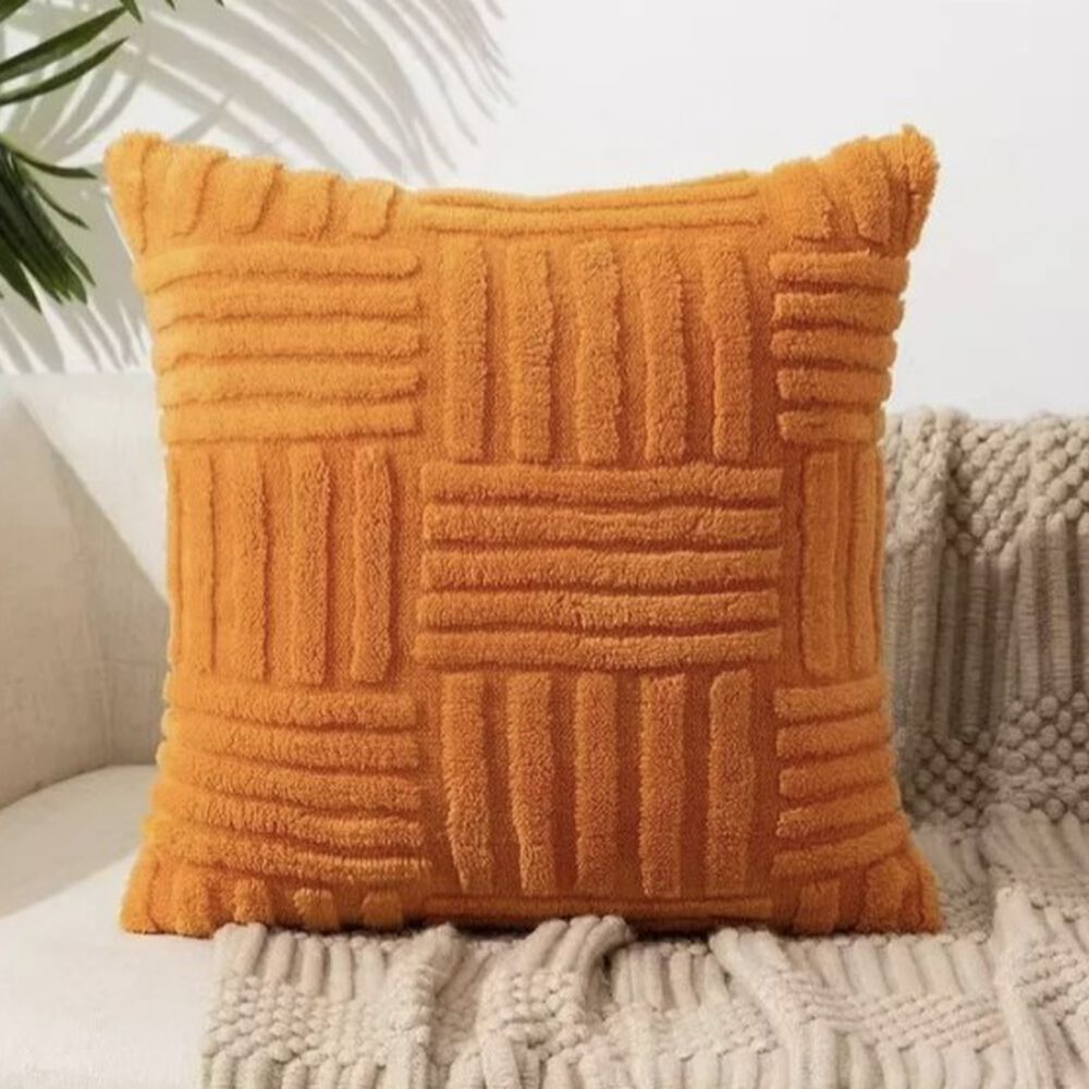 Funda Para Cojin Peludo Plush Medida 45x45cm Decoracion Naranja image number 0.0