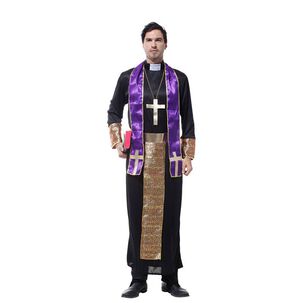 Disfraz Cosplay Cura Monje Morado Religioso - M