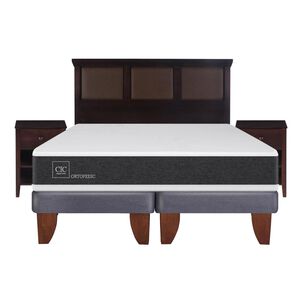 Cama Europea Cic Ortopedic / 2 Plazas / Base Dividida + Set De Maderas