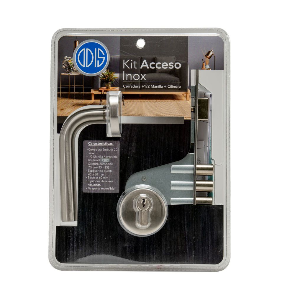 Set De Acceso Cerradura Embutir 201 Odis + Manilla 9380 - Plata image number 2.0