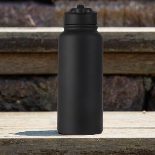 Botella Agua Acero Inoxidable 1000ml Aislada 4 Tapas Negra