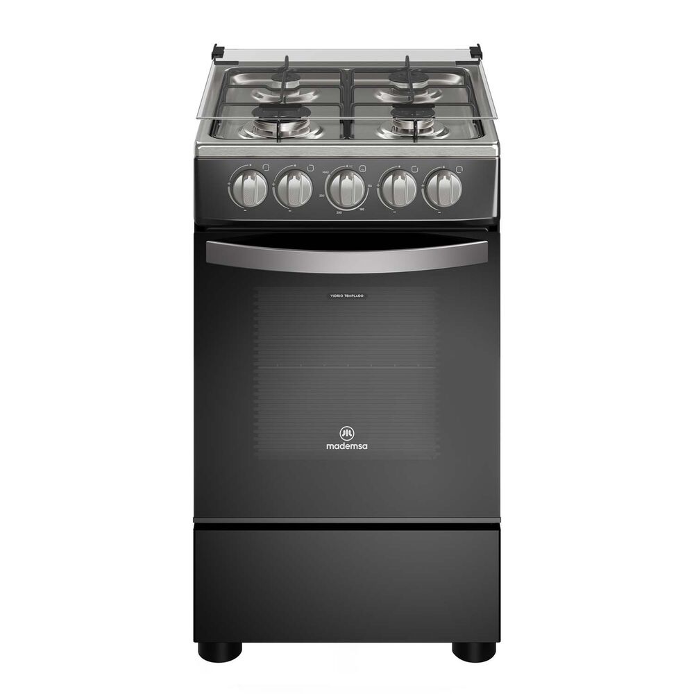 Cocina A Gas 4 Platos Limpiaf&aacute;cil Y Tapa Vidrio Fm4lp Negra image number 0.0