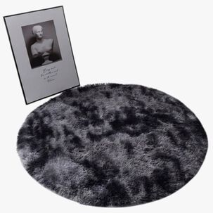 Alfombra Redonda Peluda Gris