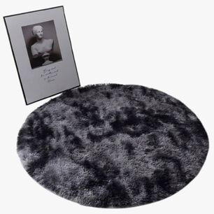 Alfombra Redonda Peluda Gris