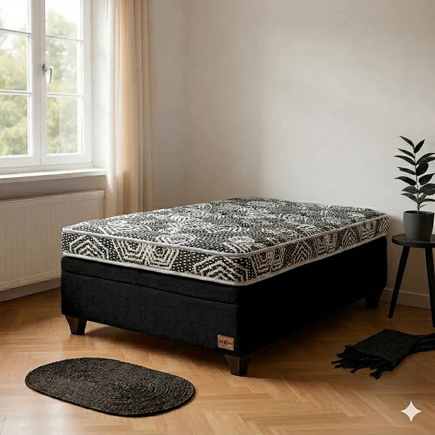 Cama Baul 1.5 Plaza L190 Cm + Colchon Modelo Ideal / Con Patas De 4.5 Cm (negro) image number 0.0