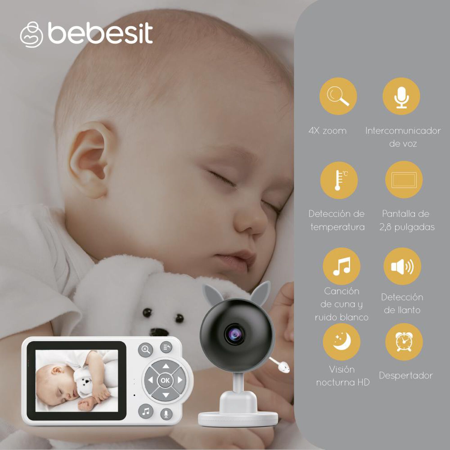 Monitor Camara Bebesit Smartguard 2.0 4X Zoom Con Ruido Blanco image number 7.0