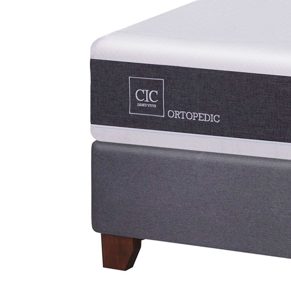 Box Spring Cic Ortopedic / King / Base Dividida + Set De Maderas + Almohada image number 2.0