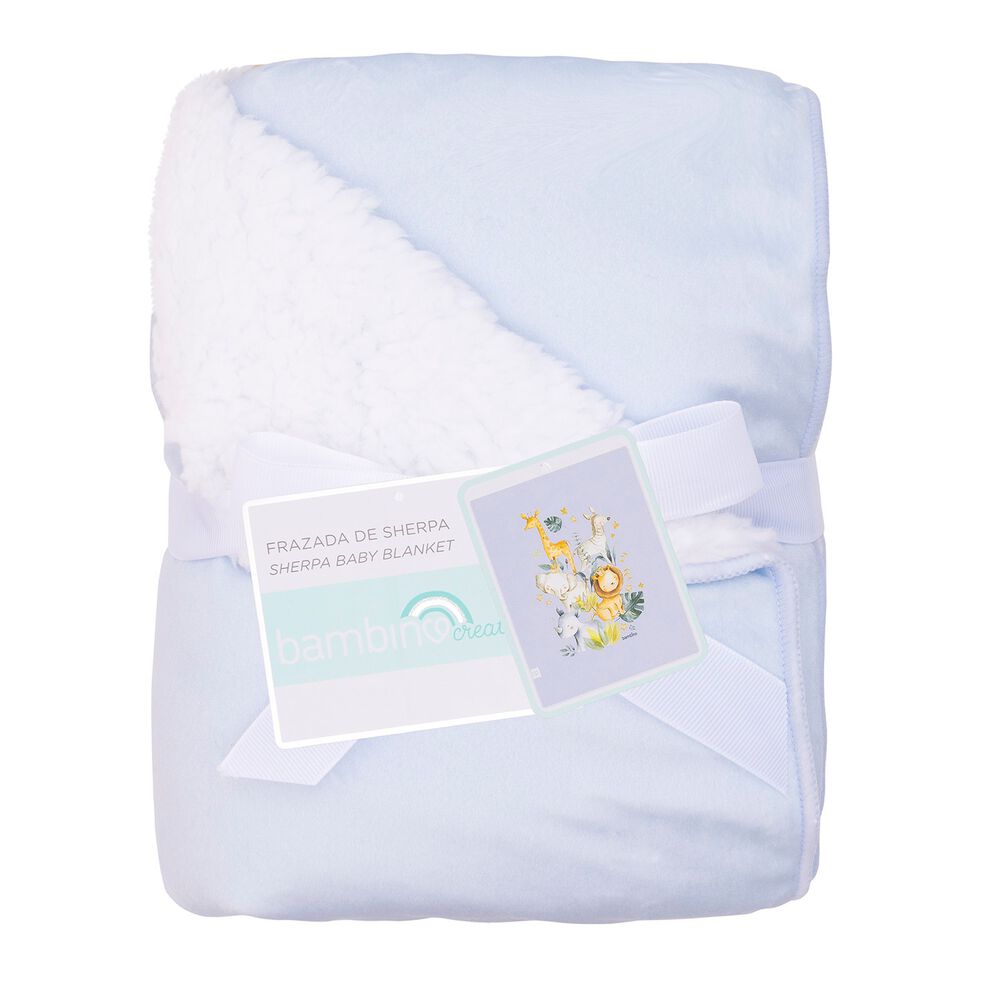 Frazada De Sherpa Celeste Animales Ni&ntilde;o image number 0.0