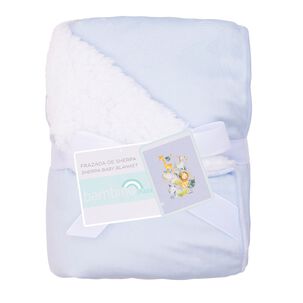 Frazada De Sherpa Celeste Animales Ni&ntilde;o