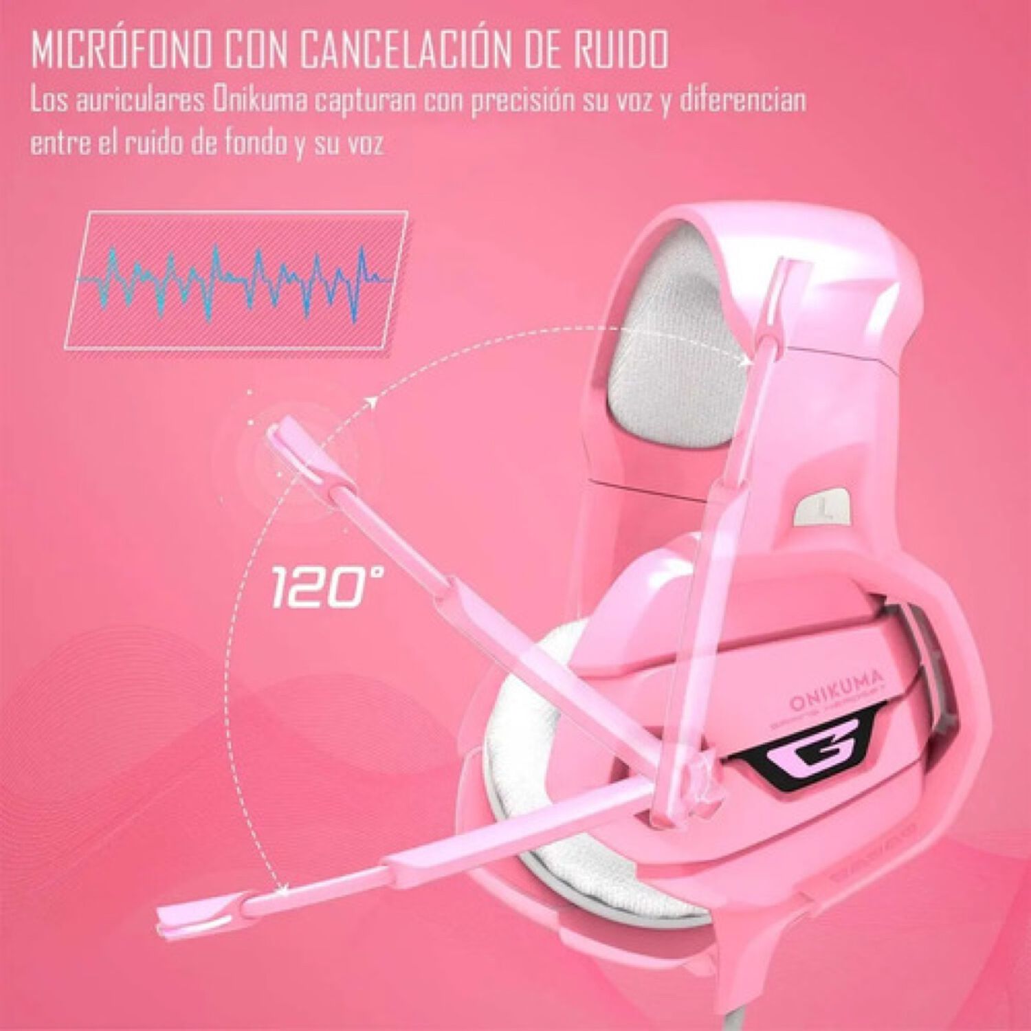Aud&iacute;fonos Gamer Onikuma K5 Compatibles Pc Ps4 Rosa image number 5.0