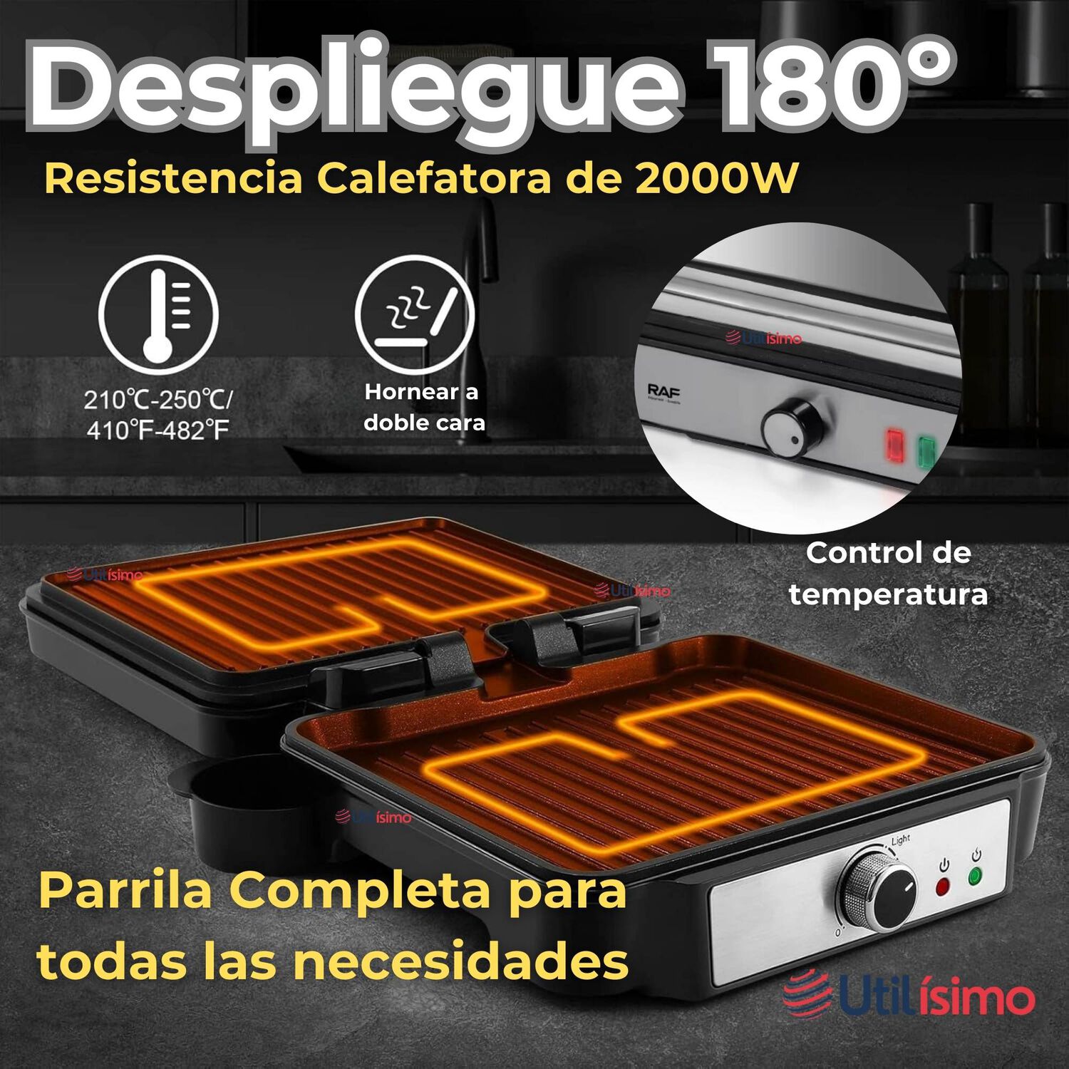 Plancha Parrillera El&eacute;ctrica 2000w Asadora Doble Cara Antiadherente image number 4.0