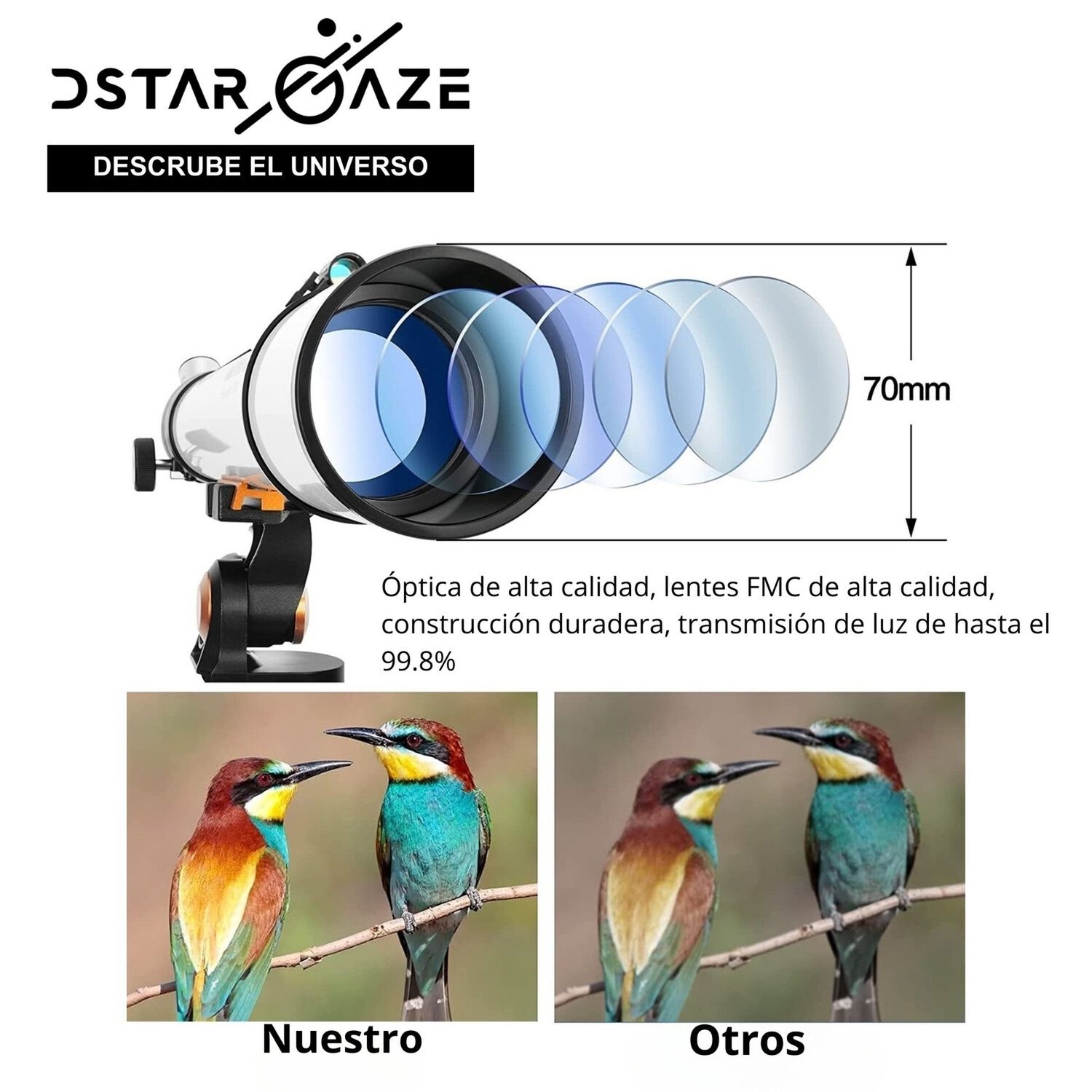 Telescopio Astron&oacute;mico Profesional Monocular 70070m image number 8.0