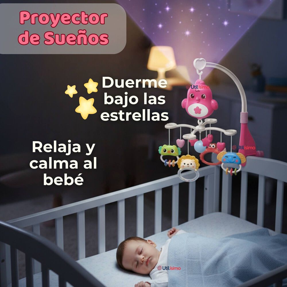 M&oacute;vil Giratorio Musical Proyector Beb&eacute; Ni&ntilde;a Rosado image number 7.0