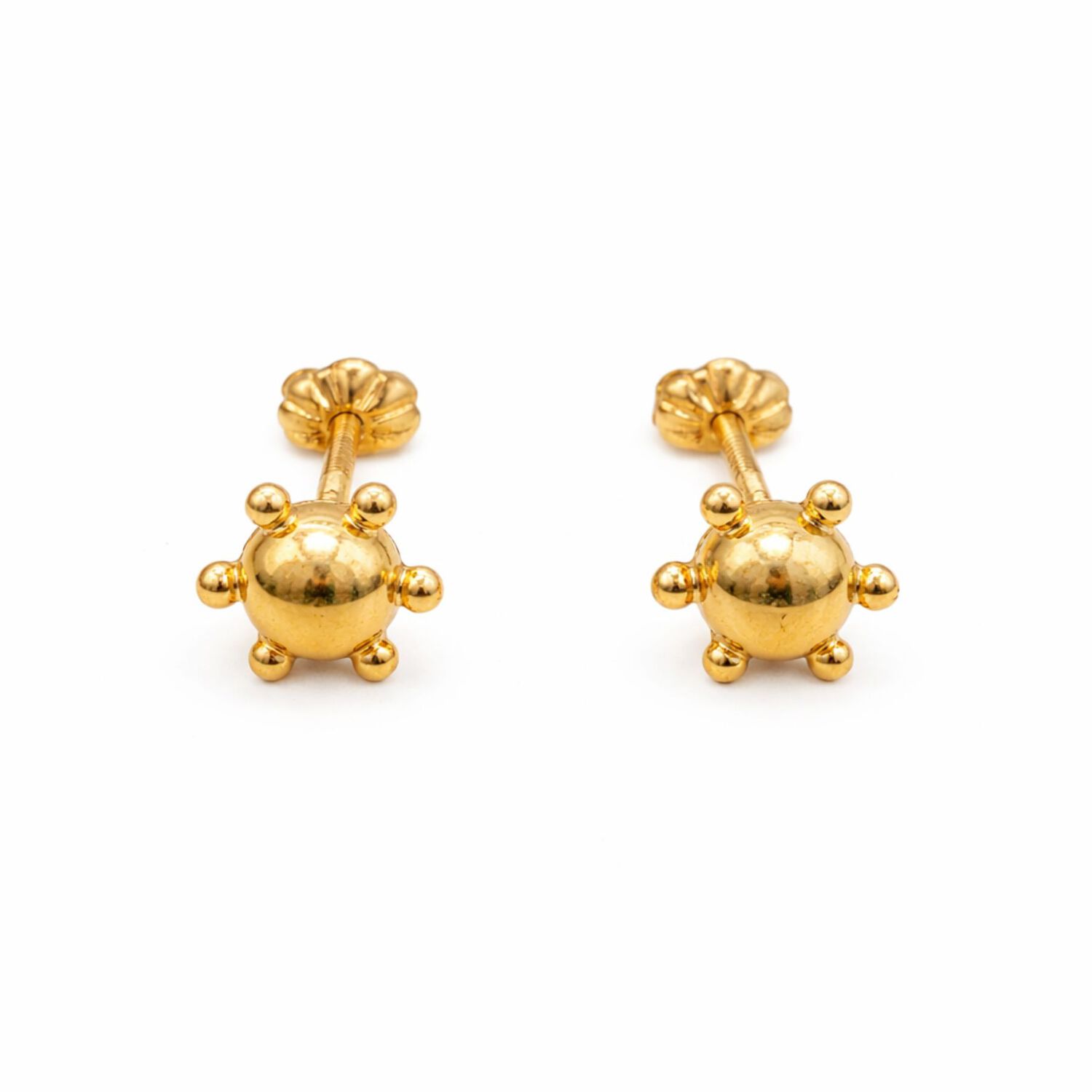 Aros Bolita Pistilo 6mm N3 Oro 18k Atornillados 1.50gr Mujer Hipoalerg&eacute;nicos image number 0.0