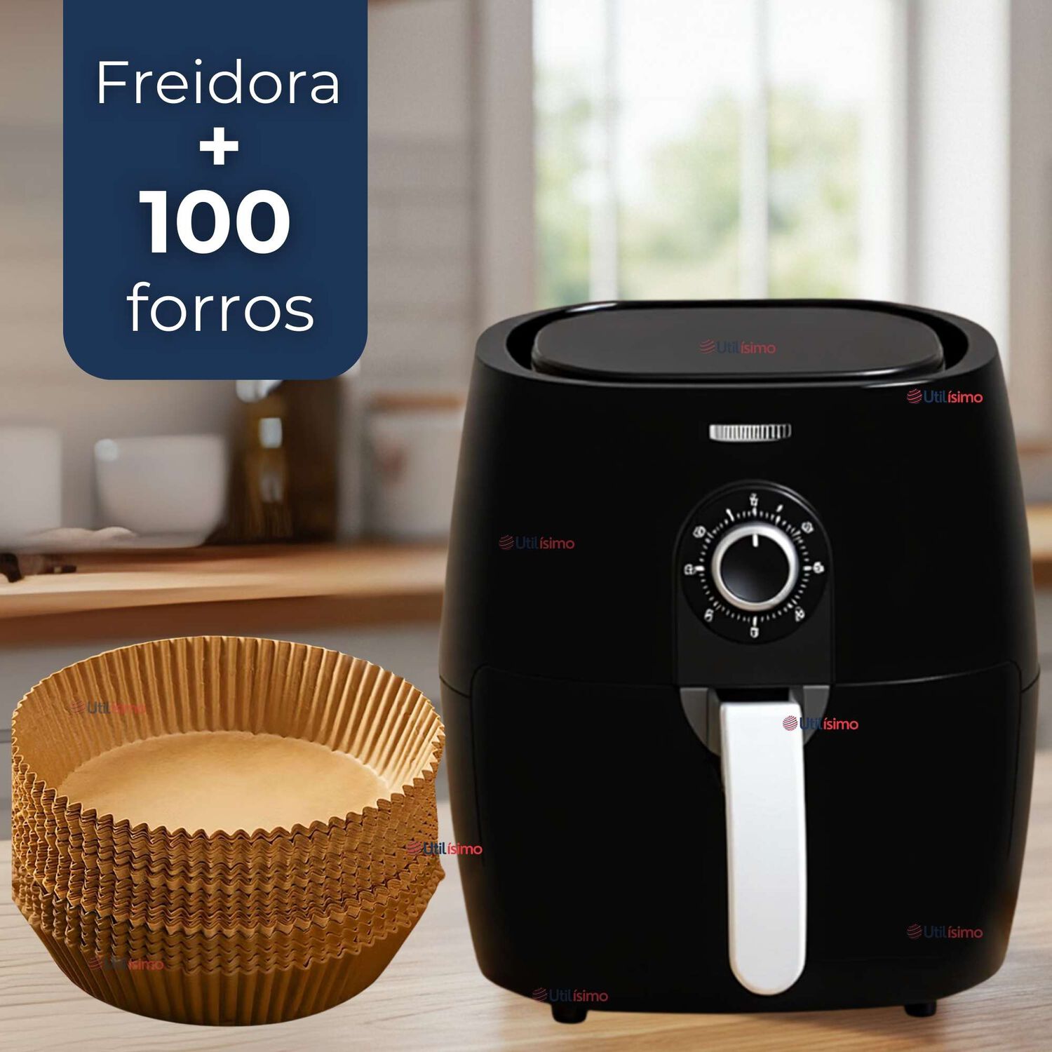 Freidora De Aire Premium 5 Litros 1350w+kit De 100 Forros De Papel Desechable image number 0.0