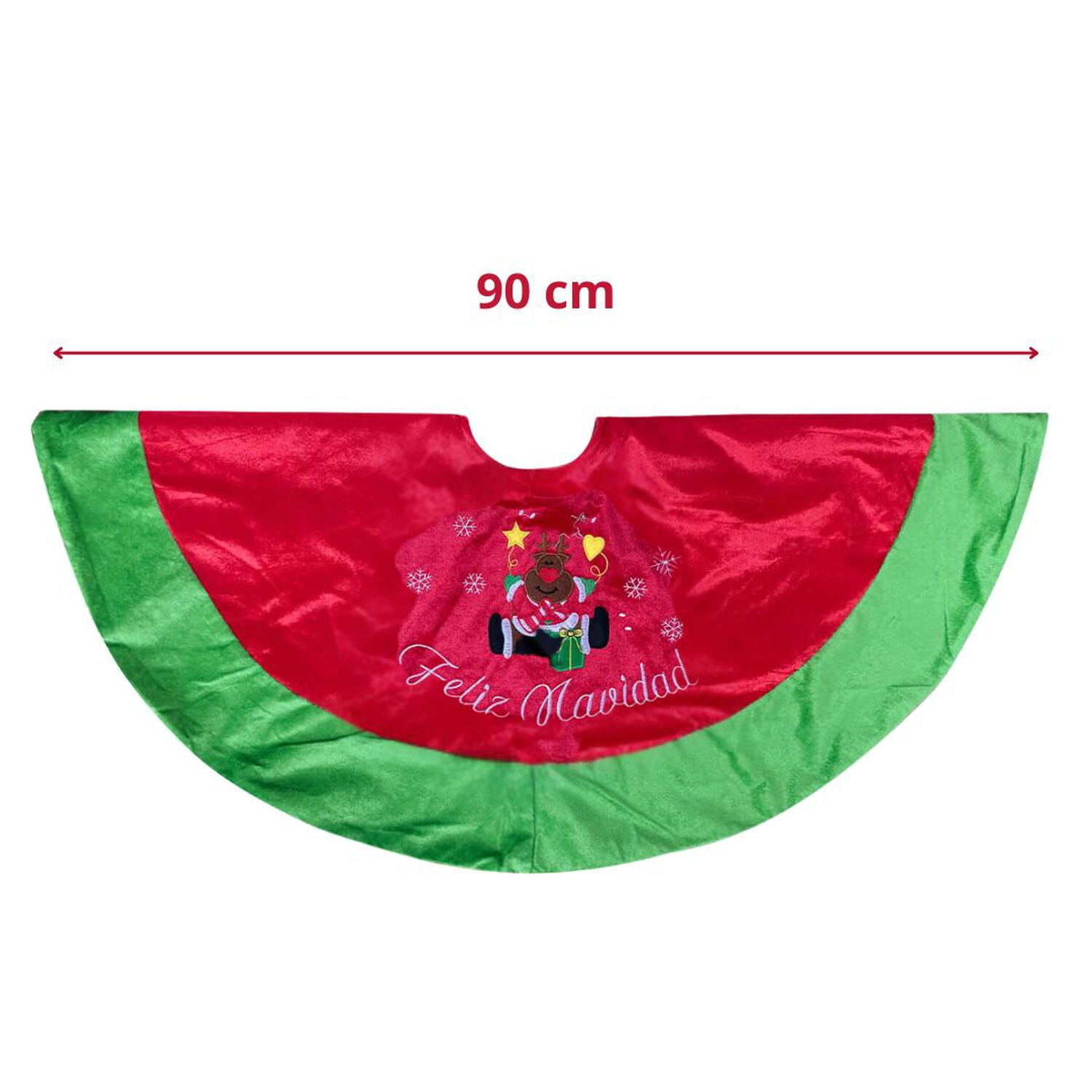 Fald&oacute;n Pie De &Aacute;rbol Navidad 90 Cm Di&aacute;metro Estampado Rojo Y Verde image number 1.0