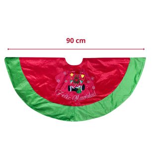 Fald&oacute;n Pie De &Aacute;rbol Navidad 90 Cm Di&aacute;metro Estampado Rojo Y Verde