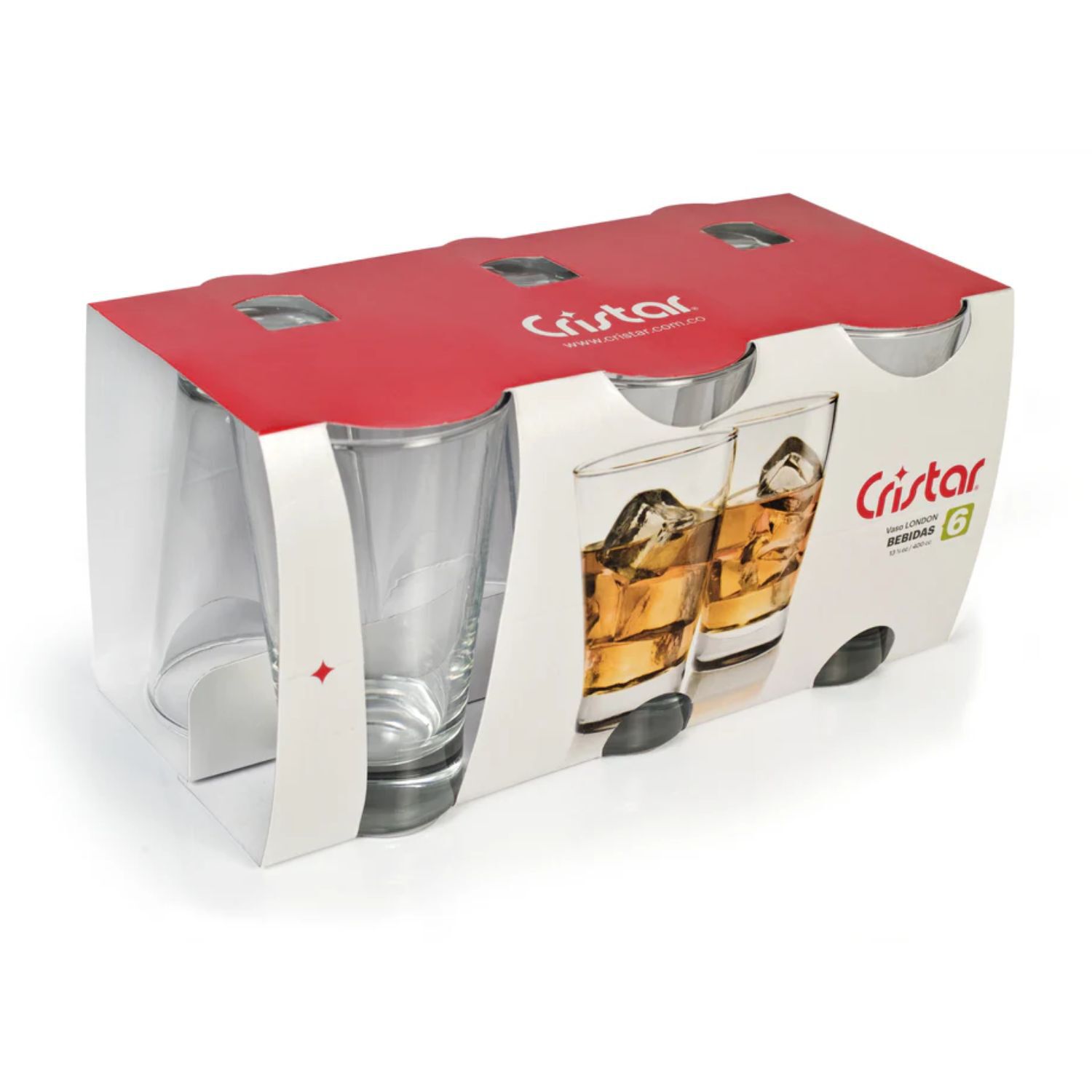 Set 6 Vasos Altos De Vidrio 394ml Modelo London Jugo Agua image number 2.0