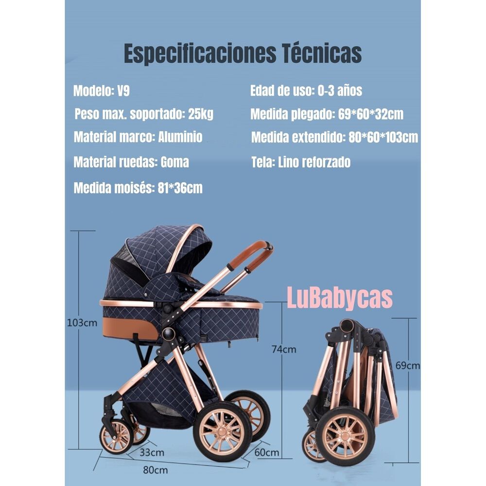 Coche Cuna Con Cubre Pies Apego Panor&aacute;mico Lubabycas Negro image number 1.0