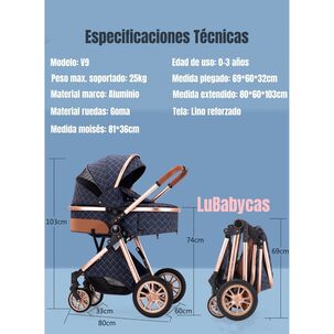 Coche Cuna Con Cubre Pies Apego Panor&aacute;mico Lubabycas Negro